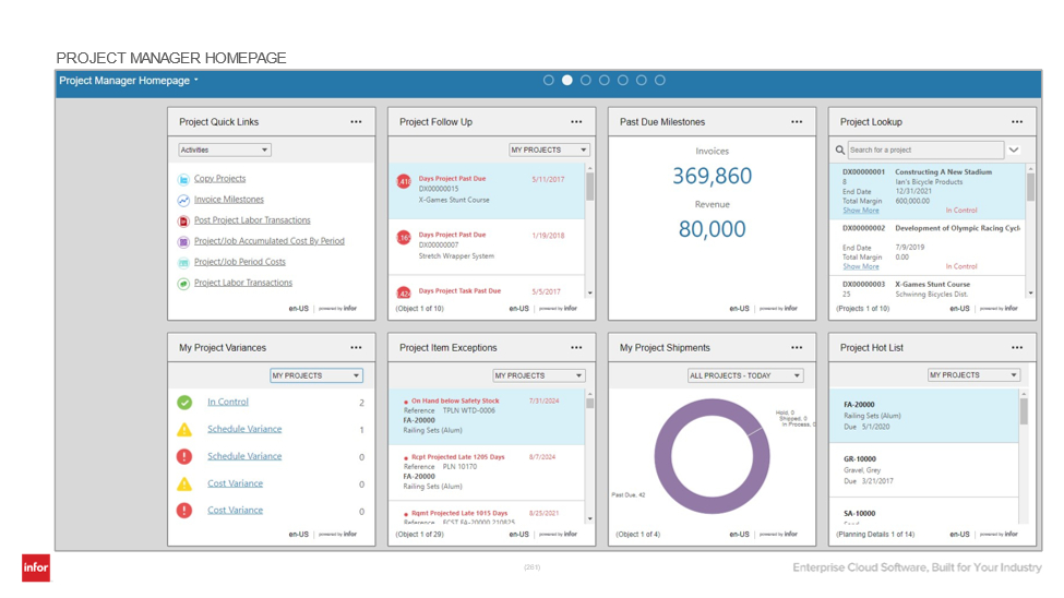Infor cloudsuite ERP manufacturing Dashboard 2023