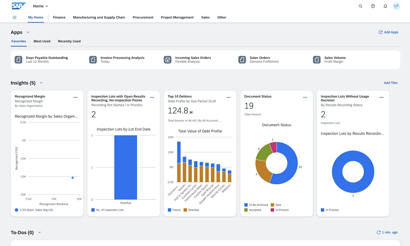 SAP ERP Software Dashboard