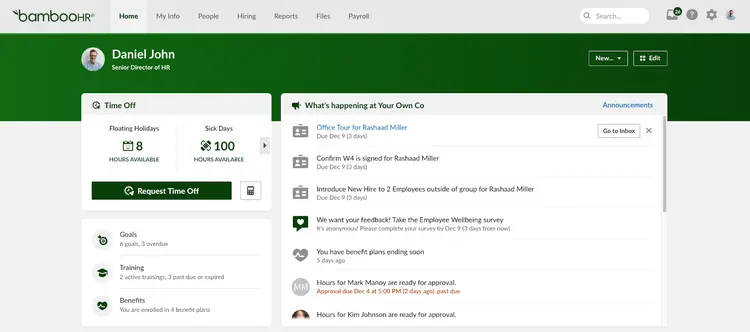 BambooHR Platform Dashboard
