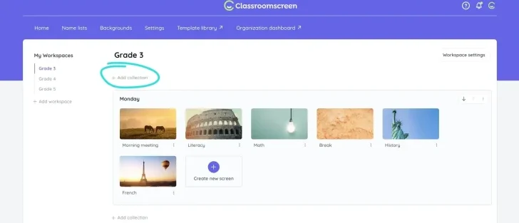 ClassroomScreen Tools Dashboard