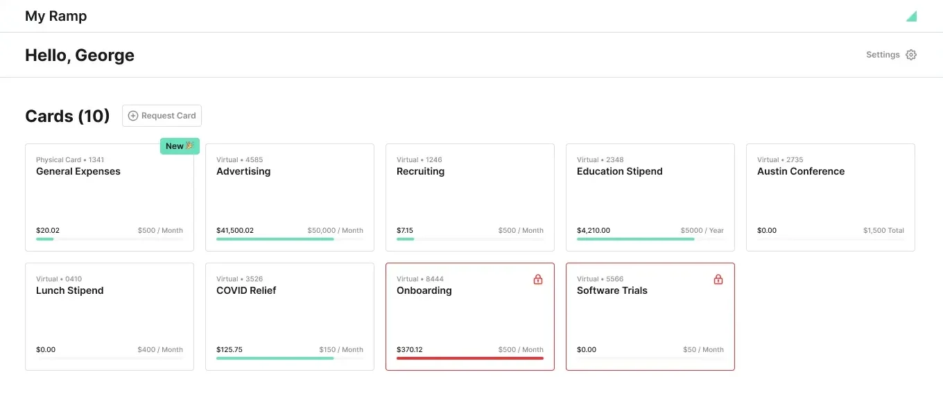 Ramp Expense Management System Dashboard