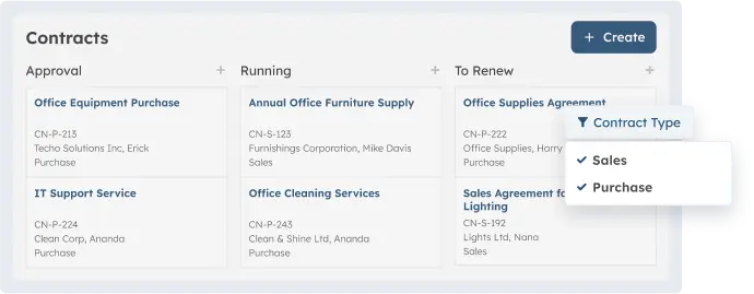 ScaleOcean Contract Lifecycle Management Software Dashboard