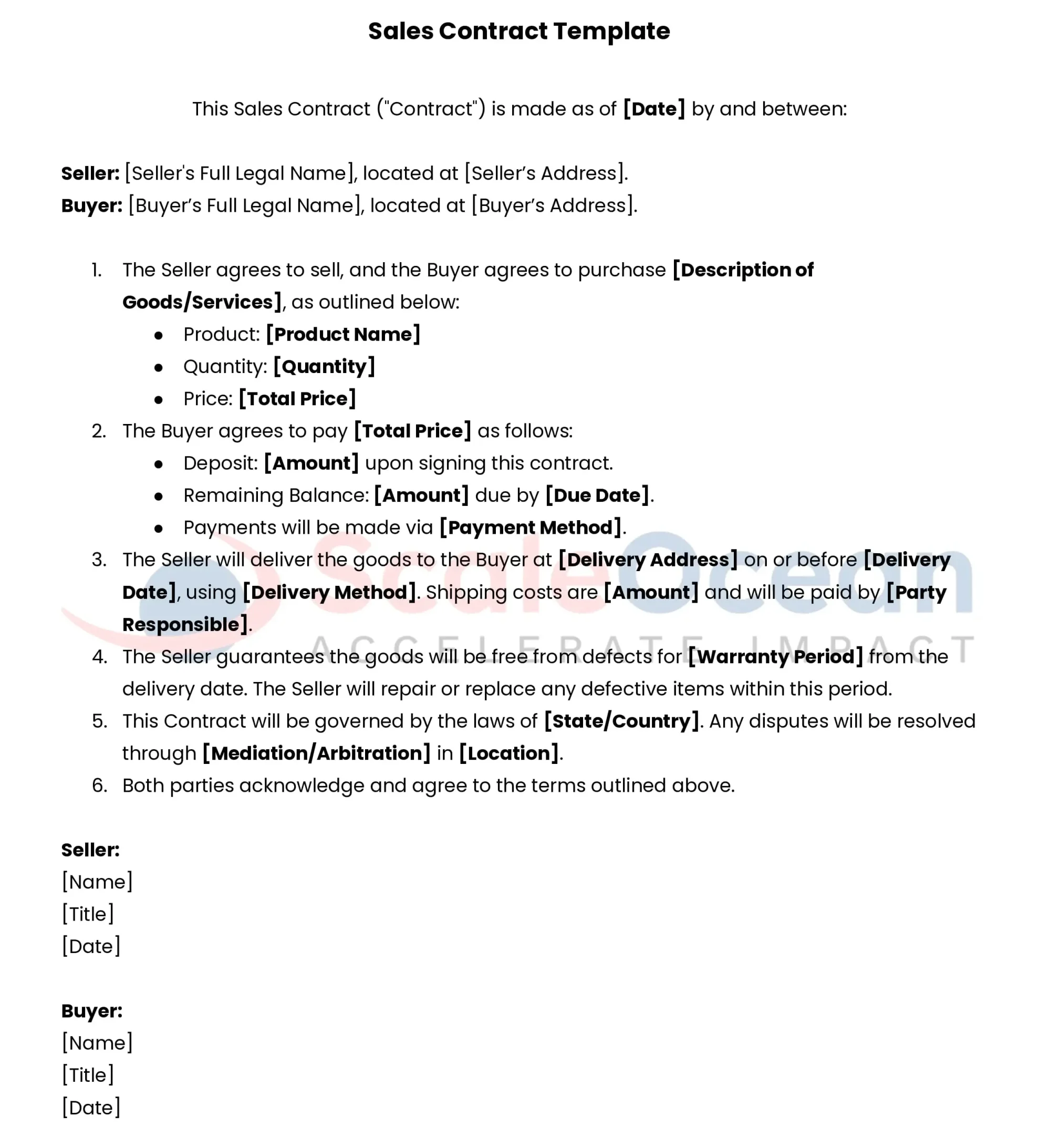 ScaleOcean Sales Contract Template