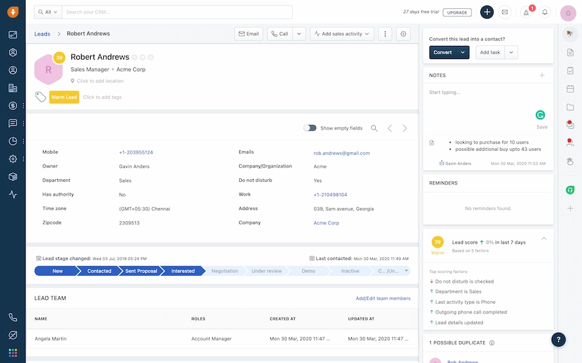 Freshsales Sales Management Software