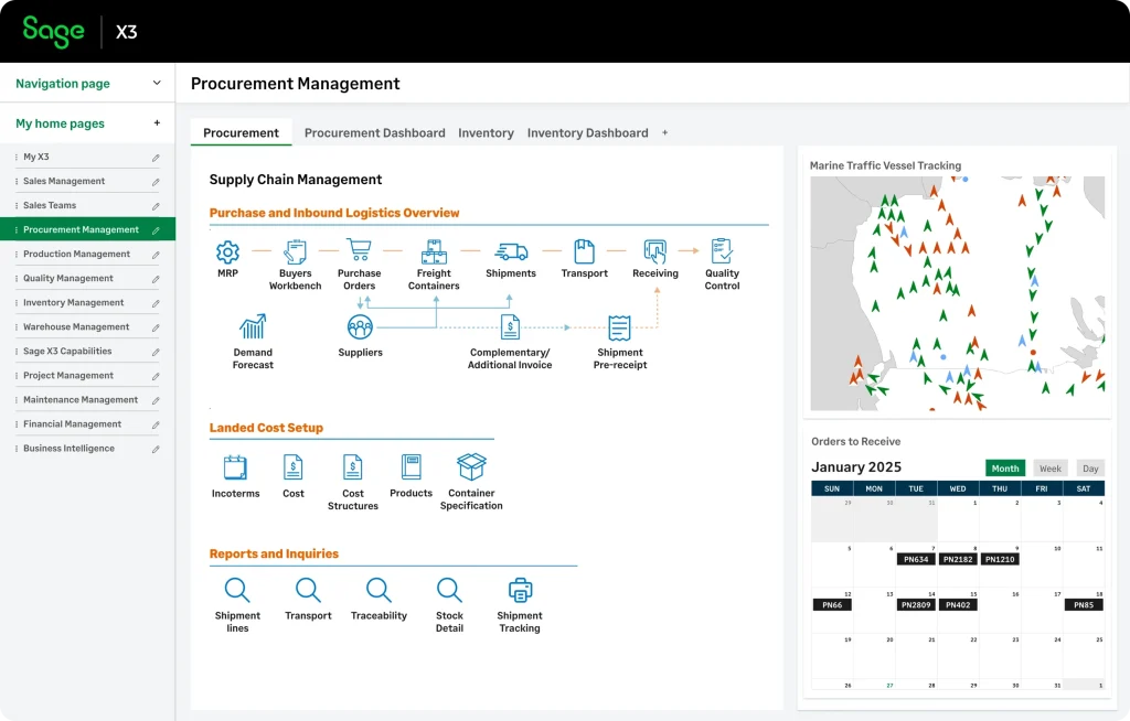 Sage x3 software dashboard