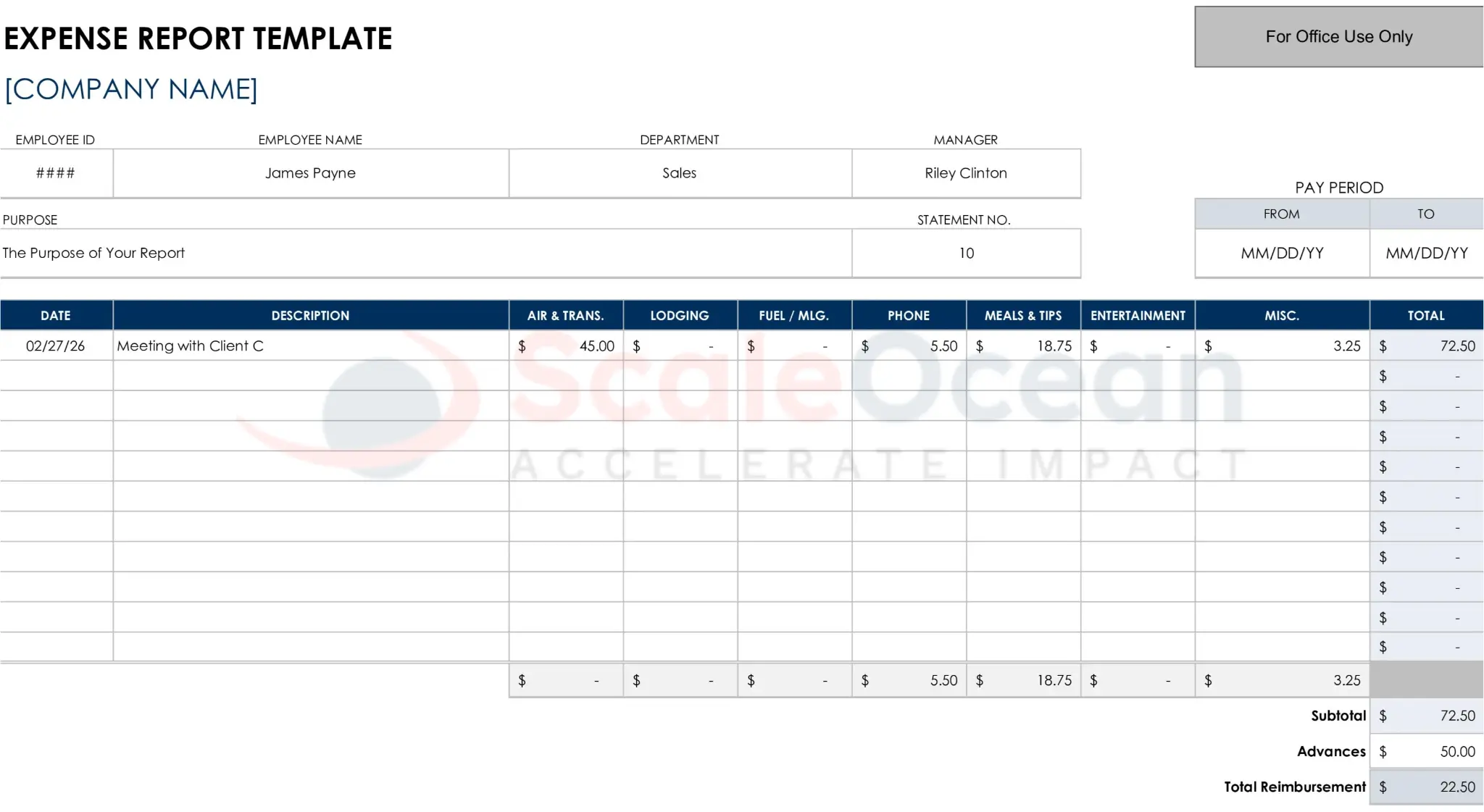 ScaleOcean Expense Report Template