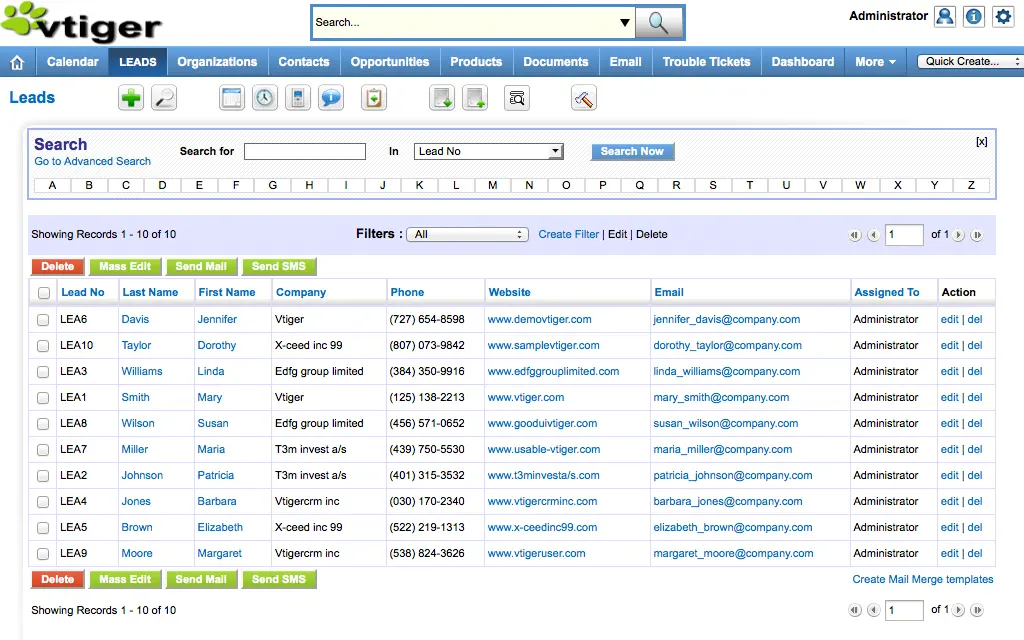 Vtiger Lead Management System