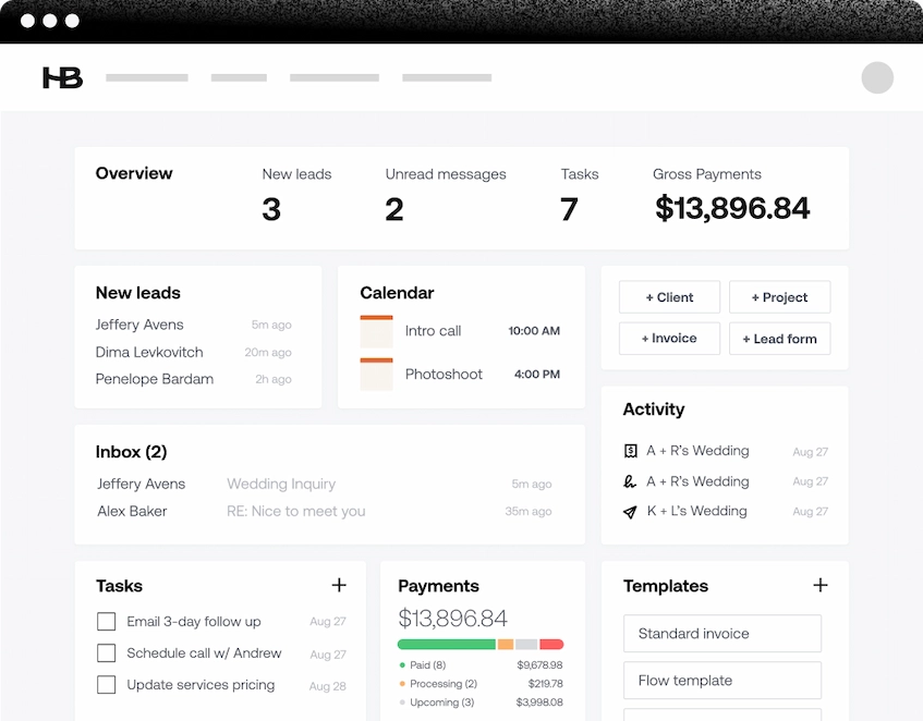 Honeybook Customer Portal Software