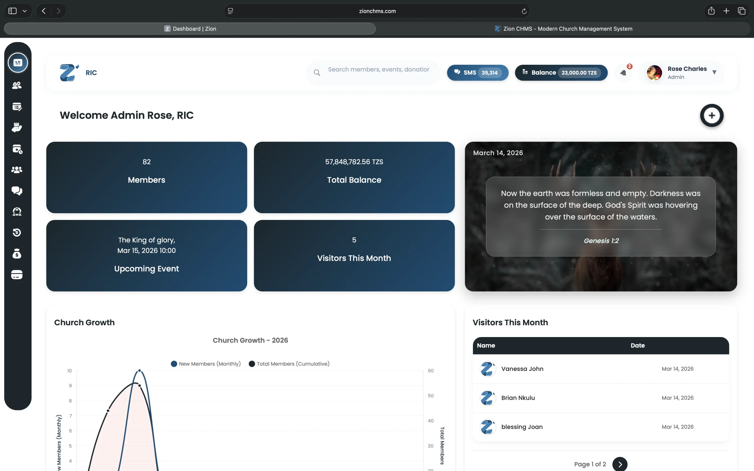 Zion Church Software