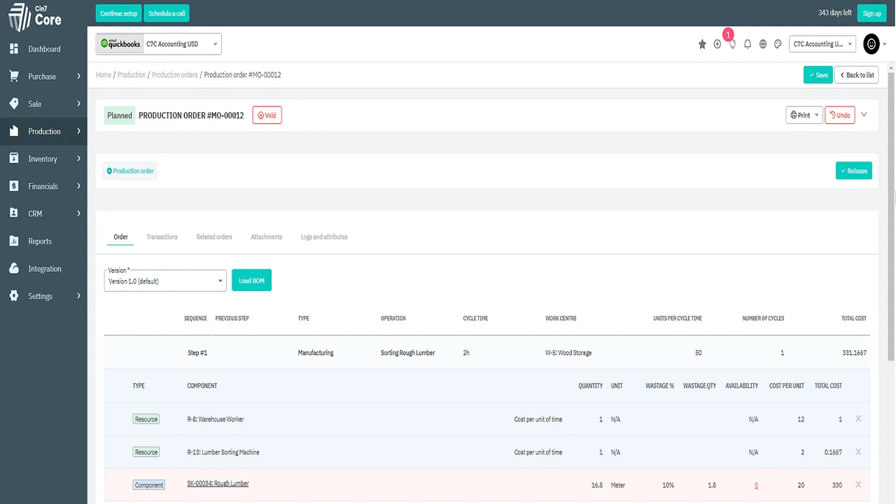 Cin7 Core manufacturing software