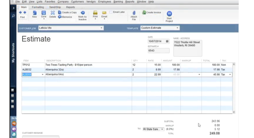 Aplikasi invoice Quickbooks