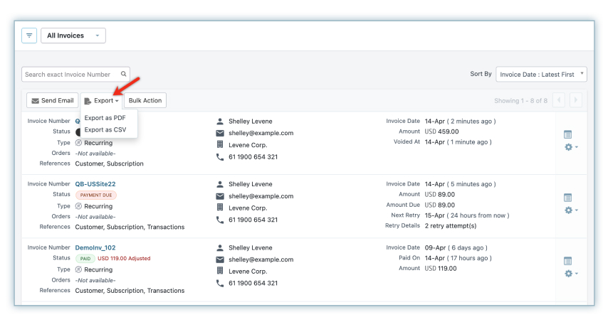 Aplikasi invoice Chargebee