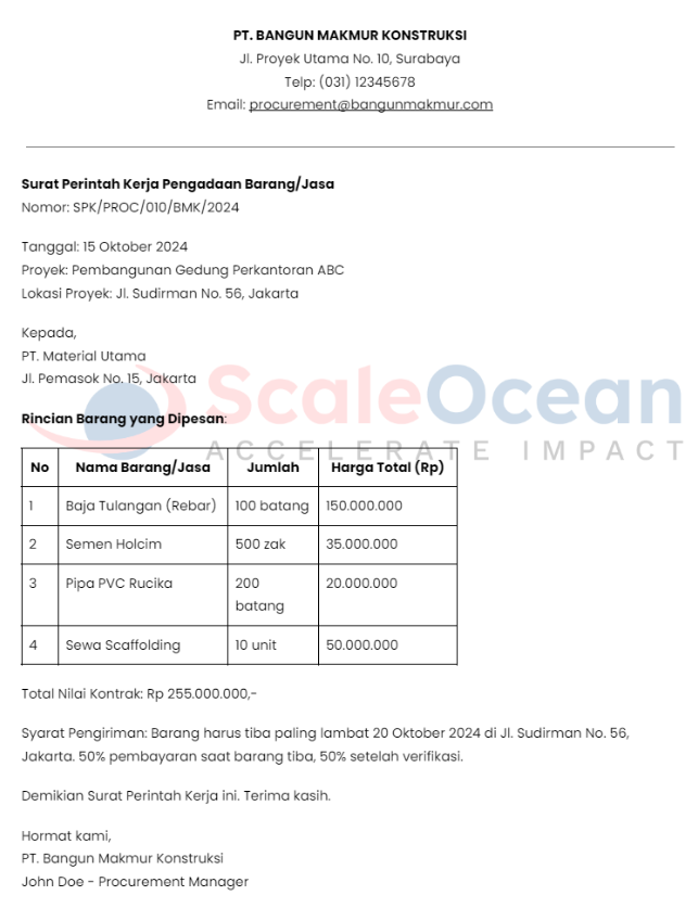 contoh SPK procurement