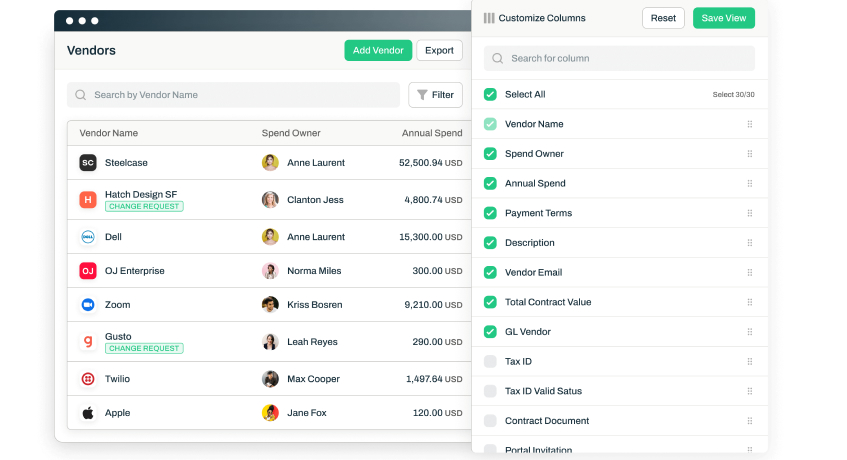 Airbase vendor management system