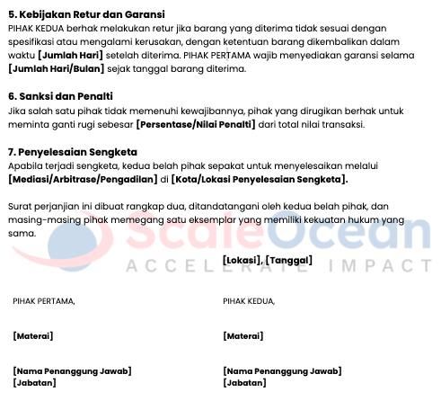 Contoh Surat Perjanjian Jual Beli Barang di Distribusi