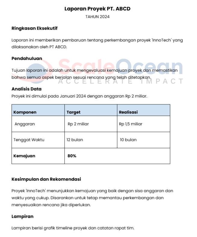 contoh laporan proyek