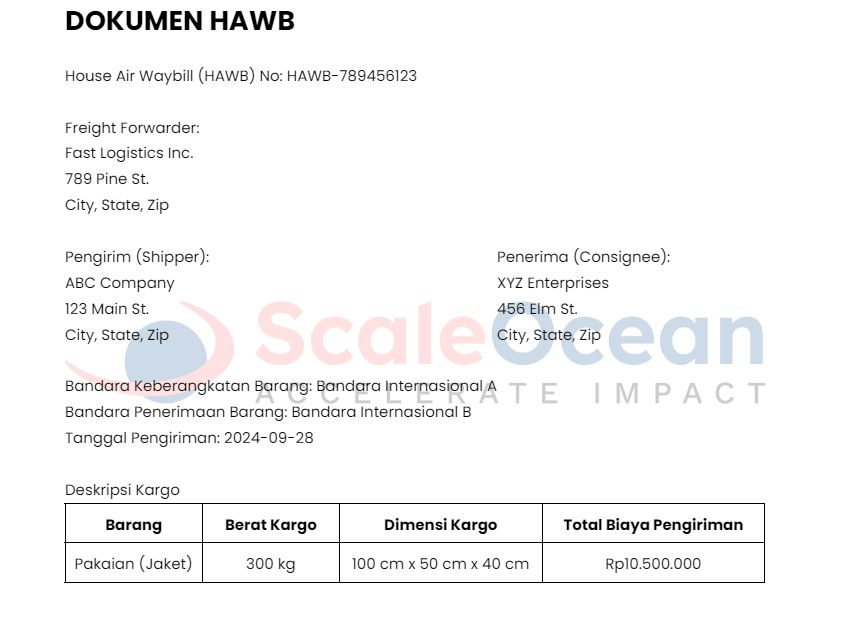 Komponen dan Format HAWB