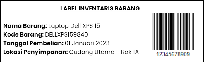 Contoh Label Inventaris Barang