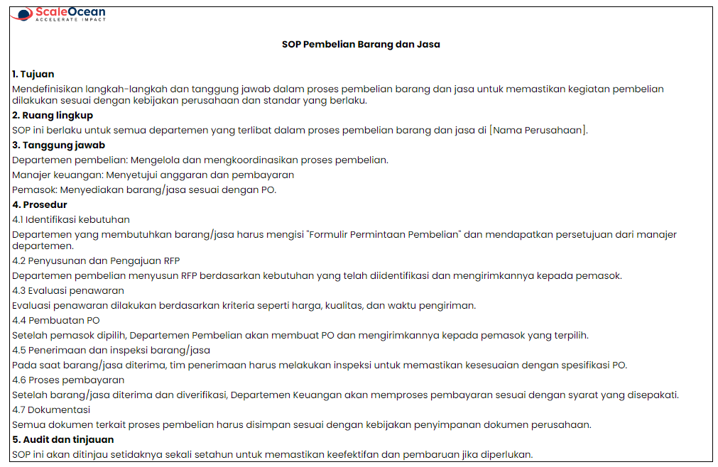 Format dan Contoh SOP Purchasing