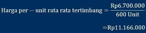 contoh perhitungan harga per unit rata-rata tertimbang