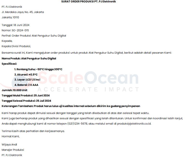 Contoh Surat Order Produksi