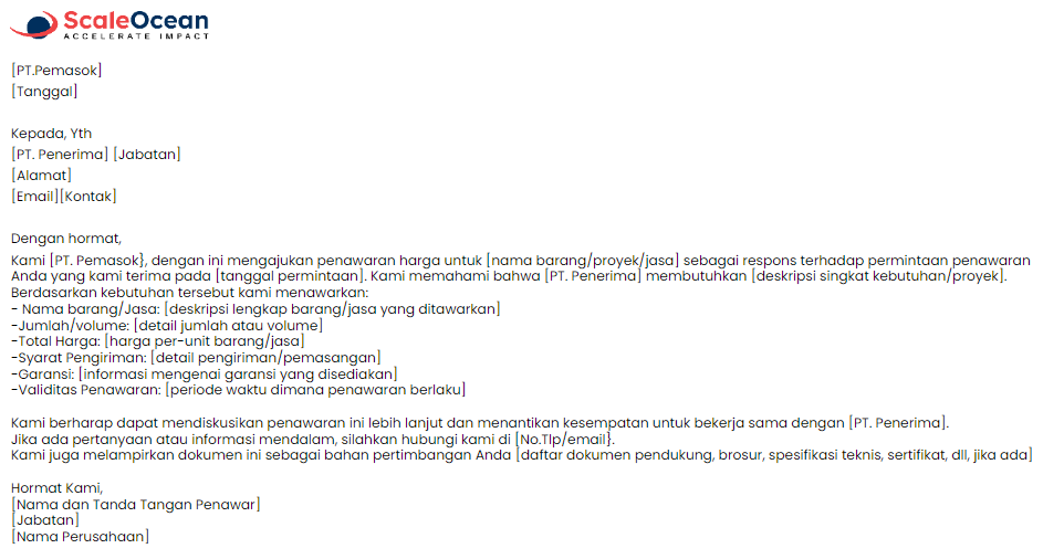 contoh format surat penawaran harga contoh format surat penawaran harga