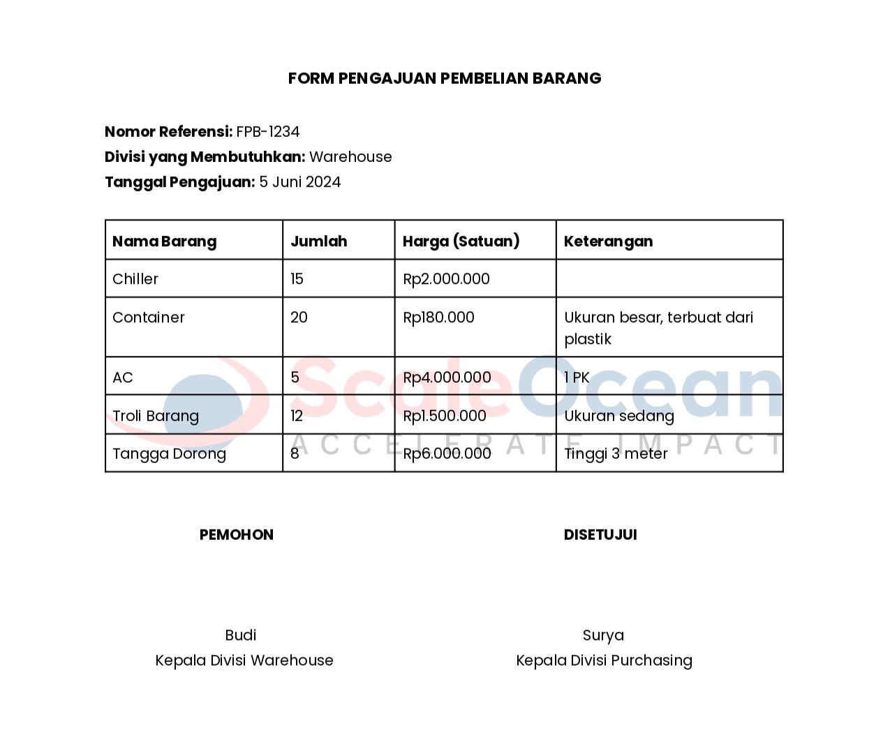 Contoh Purchase Request Form