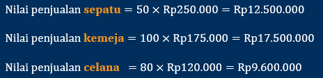 contoh perhitungan nilai penjualan