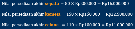 contoh perhitungan nilai persediaan akhir