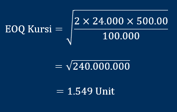 hitung EOQ kursi dengan rumus PPIC