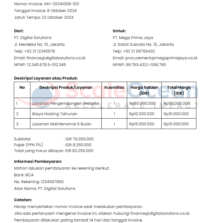 Contoh e invoicing