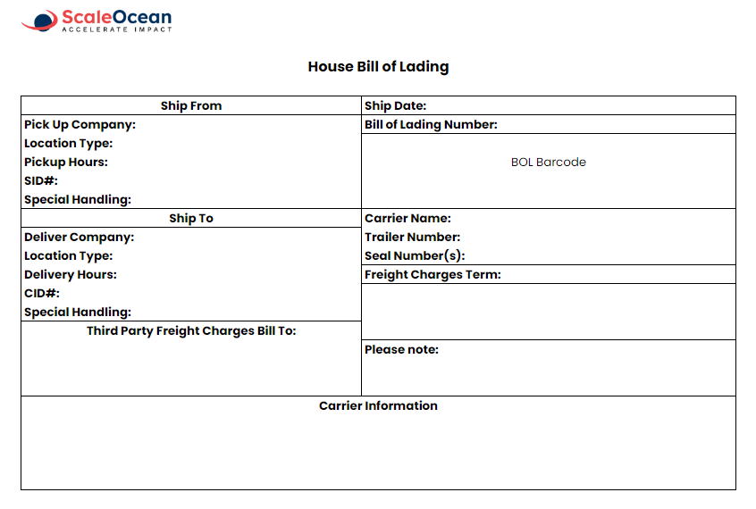 Contoh house bill of lading