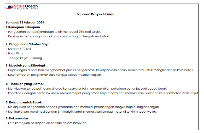 Contoh laporan harian proyek