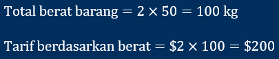 Sea rates berdasarkan berat