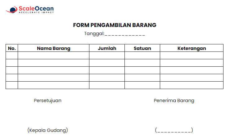 Contoh Form Pengambilan Barang dari Gudang