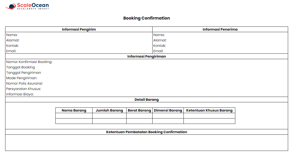 Contoh Booking Confirmation