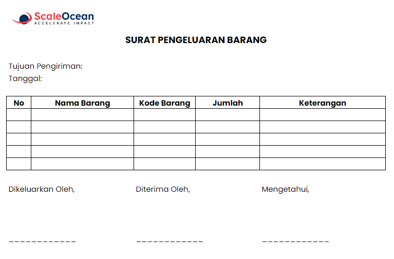 contoh surat pengeluaran barang dari gudang