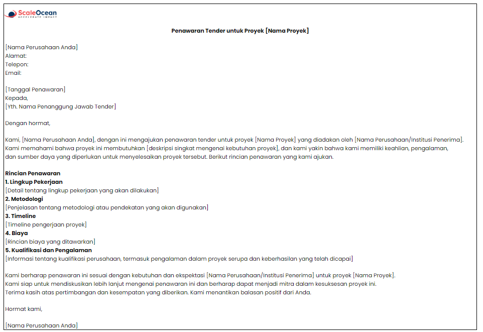 Contoh dokumen penawaran tender