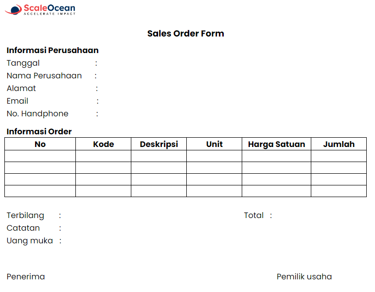 contoh sales order form