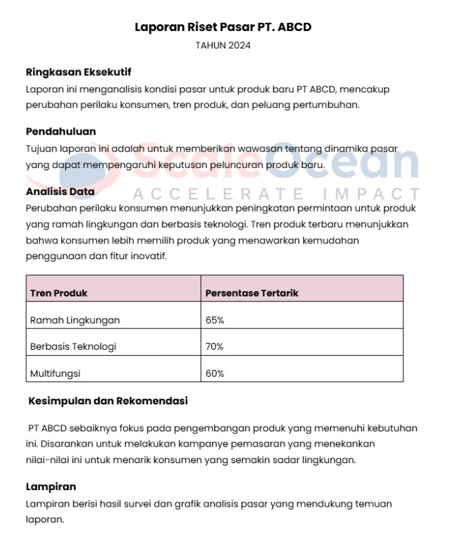 contoh laporan bisnis riset pasar