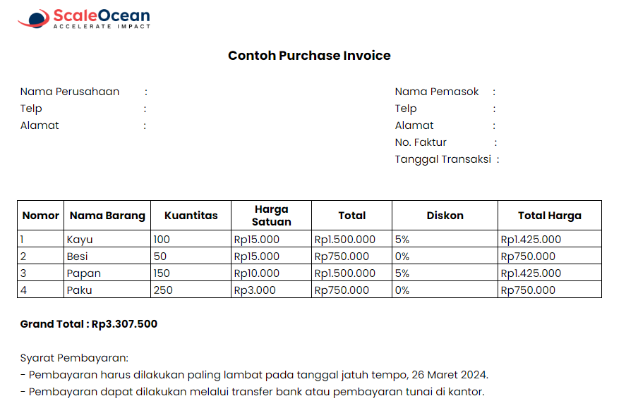 Contoh apa itu faktur pembelian